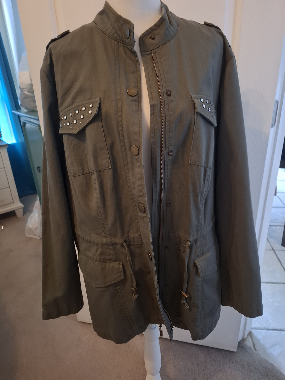 Roz & Ali Olive Green Stud-Accent Utility Jacket